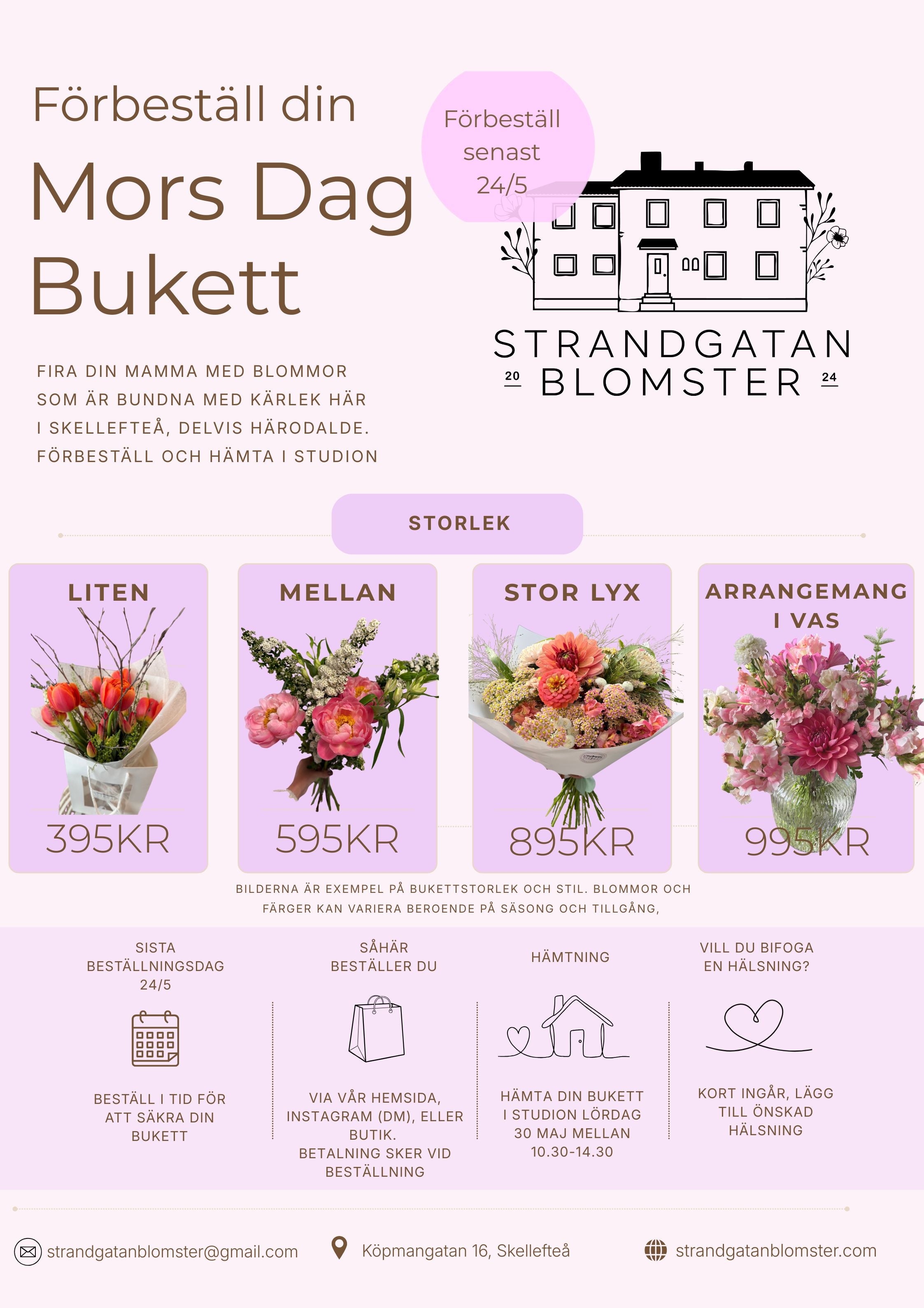Mors Dag Bukett- Endast upphämtning